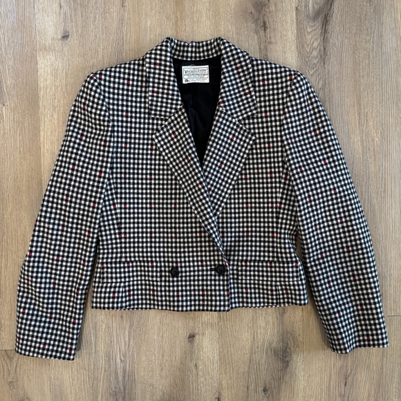 Vintage Pendleton Miss 100% Virgin Wool Cropped Blazer Made in the USA Size 8 - Picture 1 of 9